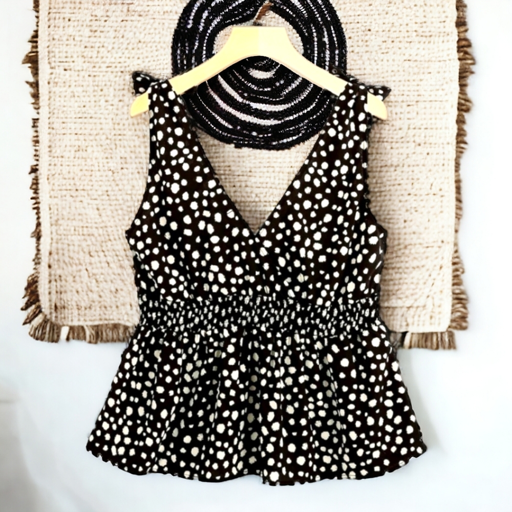 Polka dot boho black and white tank size 2x nwt
